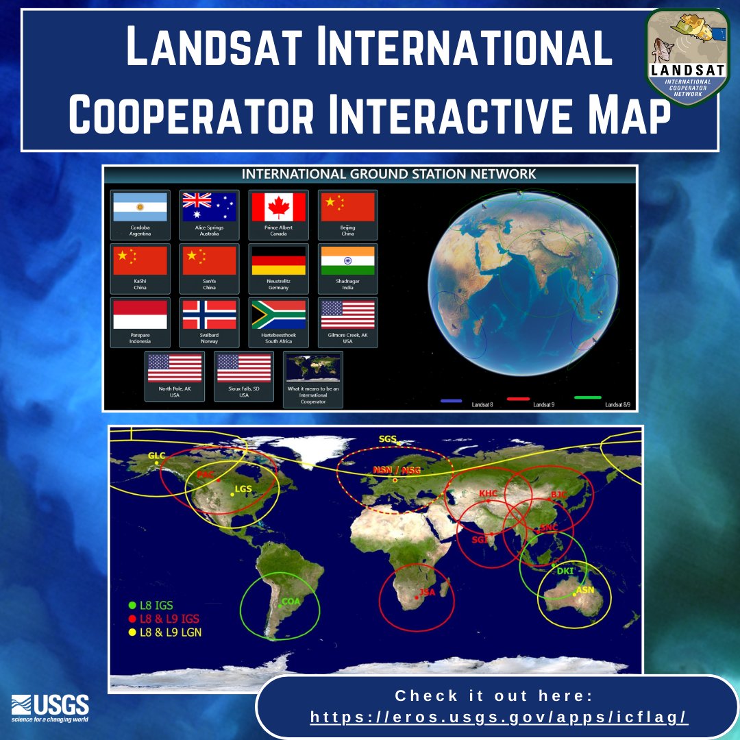 Landsat has always been an important part to U.S. Foreign policy, science, and technology policy with the network of International Cooperators (IC’s) and their International Ground Stations.  Learn more by visiting the Landsat IC interactive map: ow.ly/M4pa50RAJBY