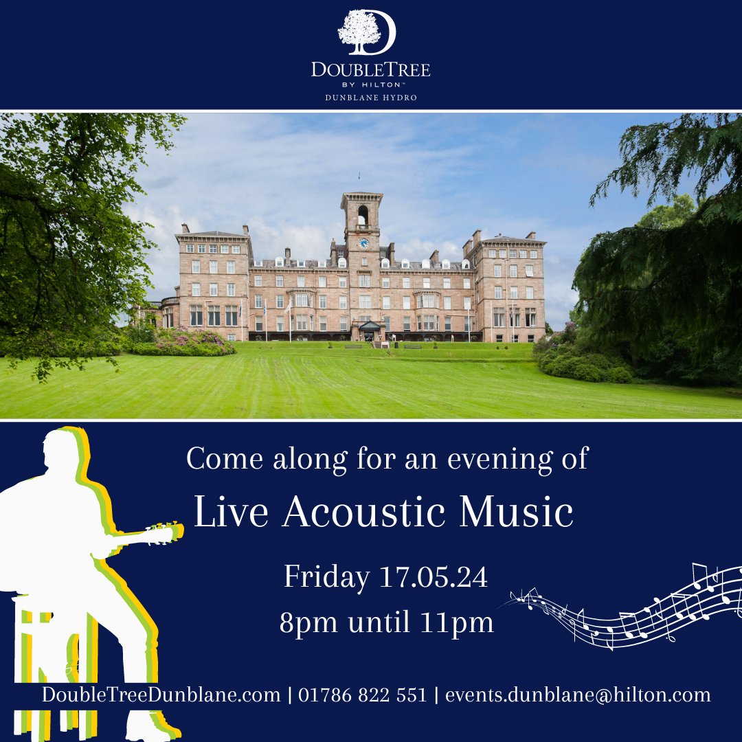 Next Friday we have live singer Marc Evans playing in our Stuart Lounge 8pm until 11pm 🎵 Take a look at our Lounge menu here hil.tn/i3zb2n or why not book into our Kailyard restaurant prior to Fridays entertainment 🥂 #Livemusic #Dunblane #Stirling #Musician