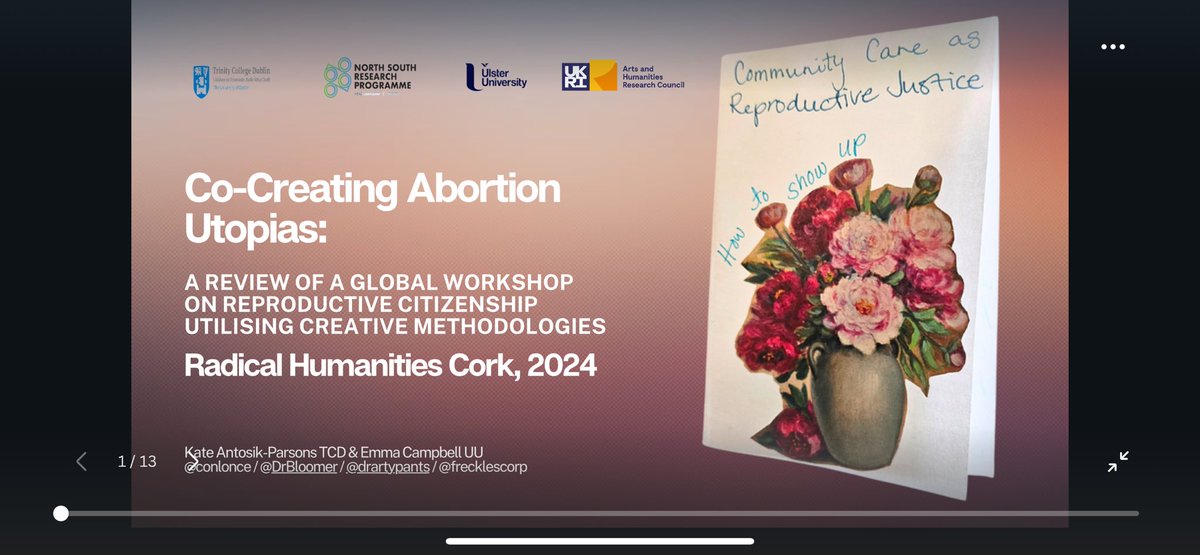 Dr. Emma Campbell 🫀🏳️🌈🏳️⚧️🇵🇸🫀 (@frecklescorp) on Twitter photo Thrilled that <a href="/drartypants/">Dr Kate Antosik-Parsons</a> and I got to present our creative methodology research on Reproductive Citizenship as the last paper. We heard about some incredible research from VR witches, dancing protests and crip theory with art access riders #radicalfutures24 Thrilled that <a href="/drartypants/">Dr Kate Antosik-Parsons</a> and I got to present our creative methodology research on Reproductive Citizenship as the last paper. We heard about some incredible research from VR witches, dancing protests and crip theory with art access riders #radicalfutures24