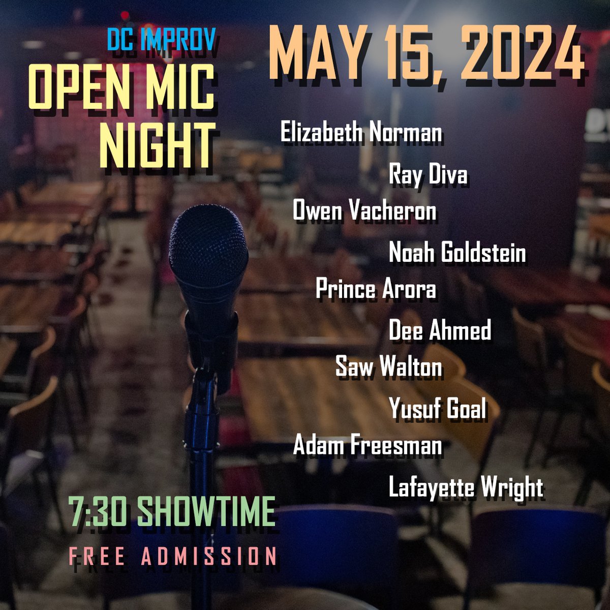 #DCIOpenMIc is back next week and we got us a lineup!