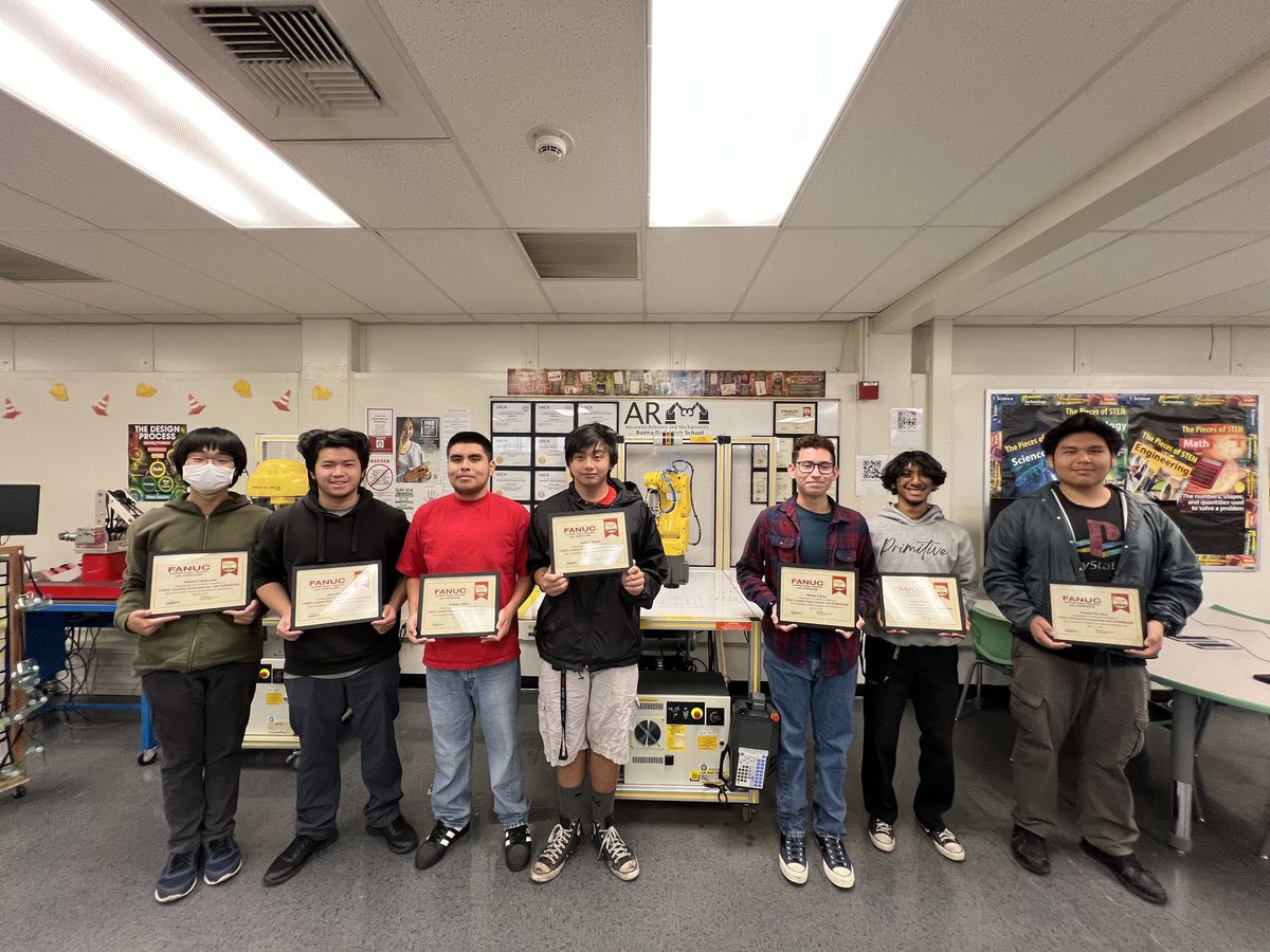 Bphs_ARM's tweet image. Congrats to @BuenaParkHS #industrial #Automation students for earning @FANUCAmerica Certified Robot Operator w/#ROBOGUIDE Certification. FANUC offers the only National Certifications for Robot Operations, Programming, Integrated Vision, & #Industry40 Connected Smart Manufacturing