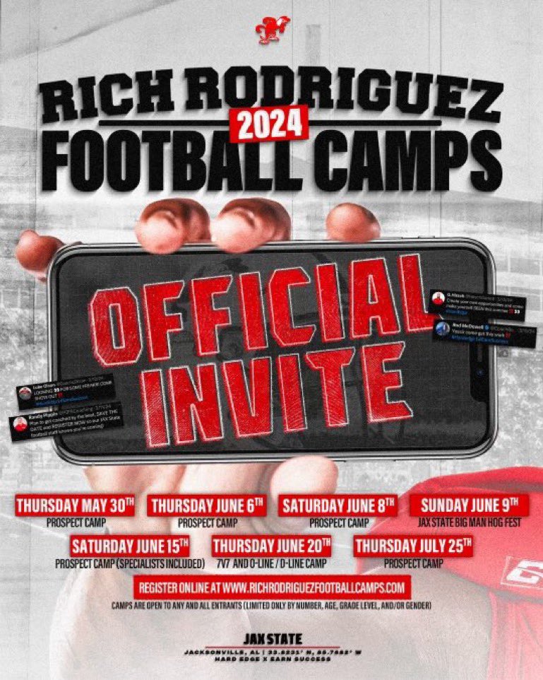 Thank you @JaxStateFB for the official camp invite. @RealCoachRod @coachpkirkland @CoachRGarrett @NFHS_FB_Recruit