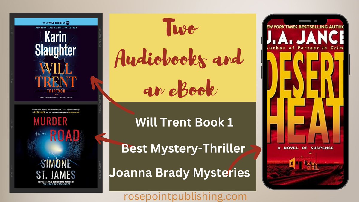 Two Audiobooks and an eBook #Triptych #Murder Road #DeserHeat Love those audiobooks for stories while you work! Desert Heat starts a new series with woman sheriff MC. #policeprocedurals #psychologicalfiction #supernaturalthrillers #blogger #bookblogger tinyurl.com/5cv8my8w