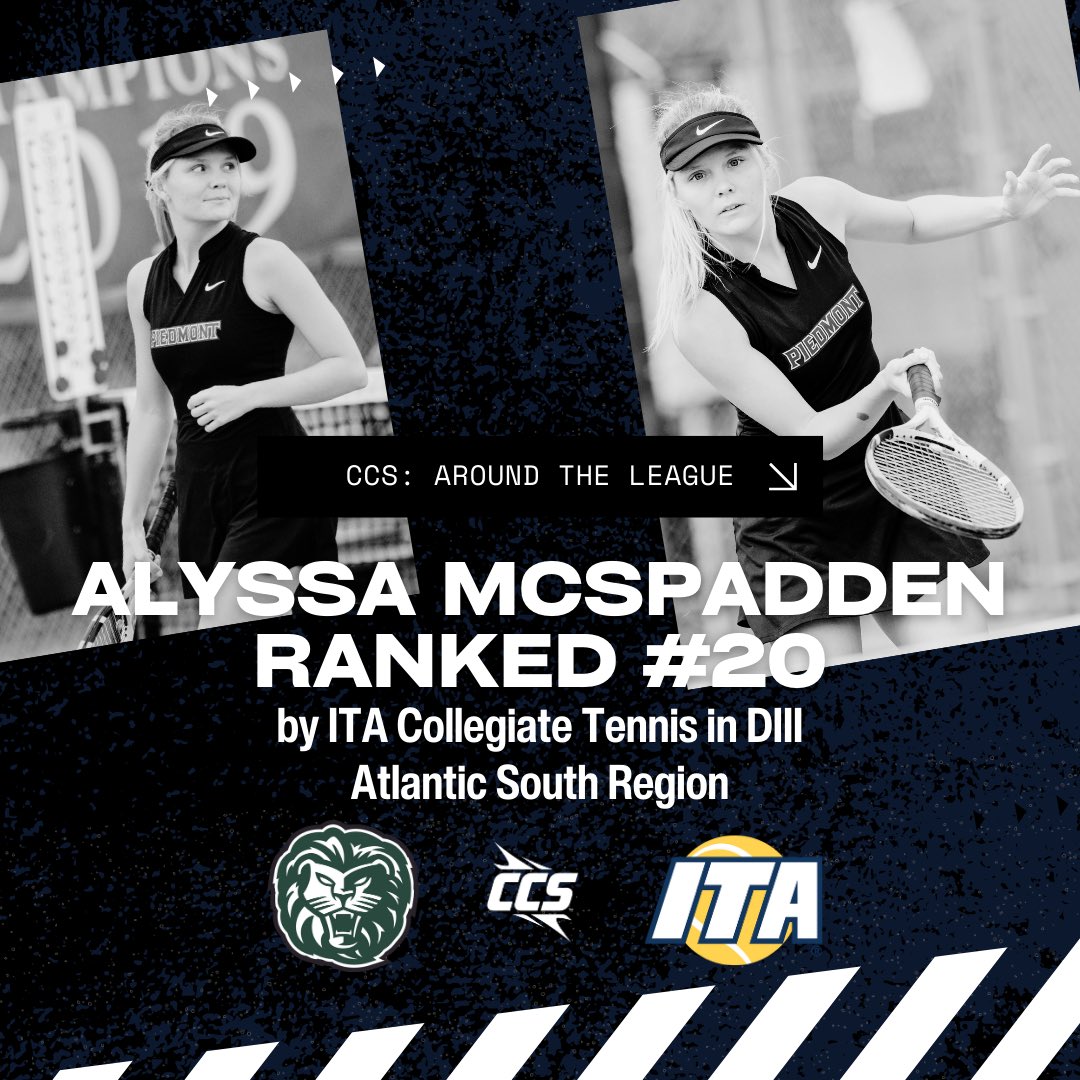 What a campaign! 👏 Huge shoutout to Piedmont’s Alyssa McSpadden for earning the #20 spot from the ITA in the Division III Atlantic South Region! 💪 Keep shining bright, Alyssa!  ⭐️ 🔗: tinyurl.com/596rmtmh 🎾 | #CCS | #CCSWTE | #WeAreCollegeTennis