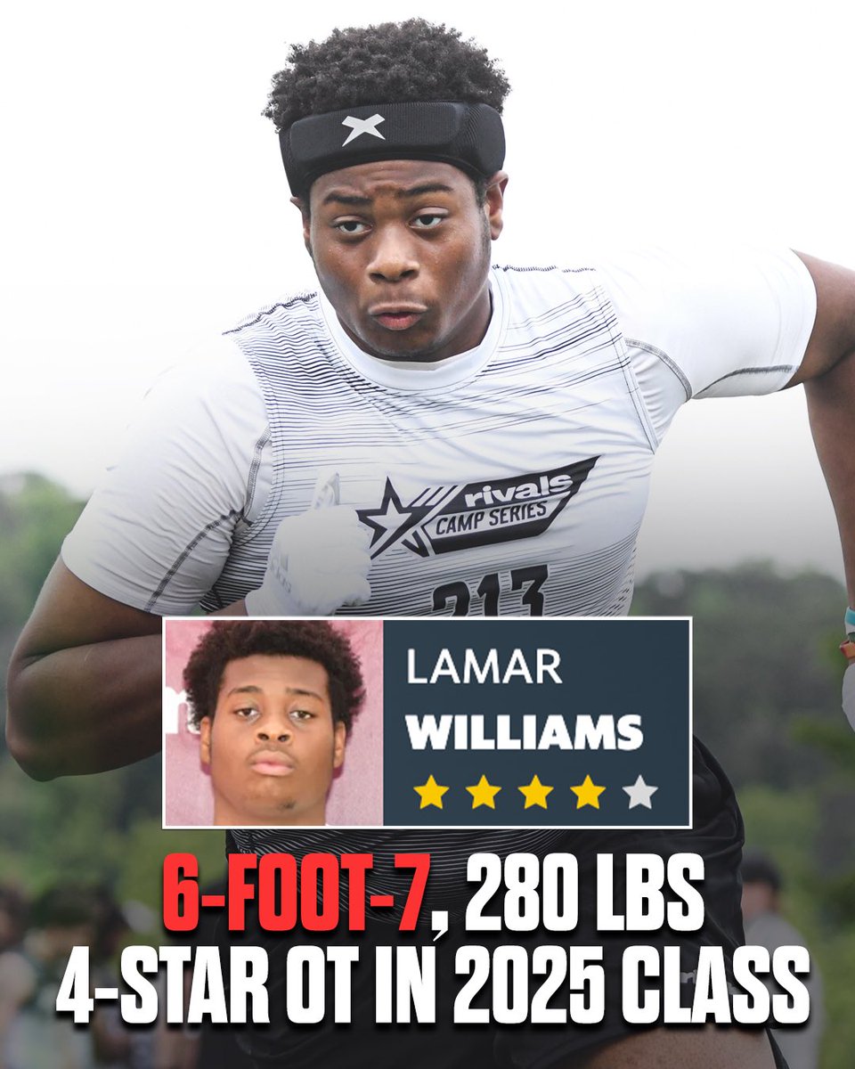 4⭐️ OT Lamar Williams has re-opened his commitment 😳 He decommitted from Miami on Thursday. @canes_county