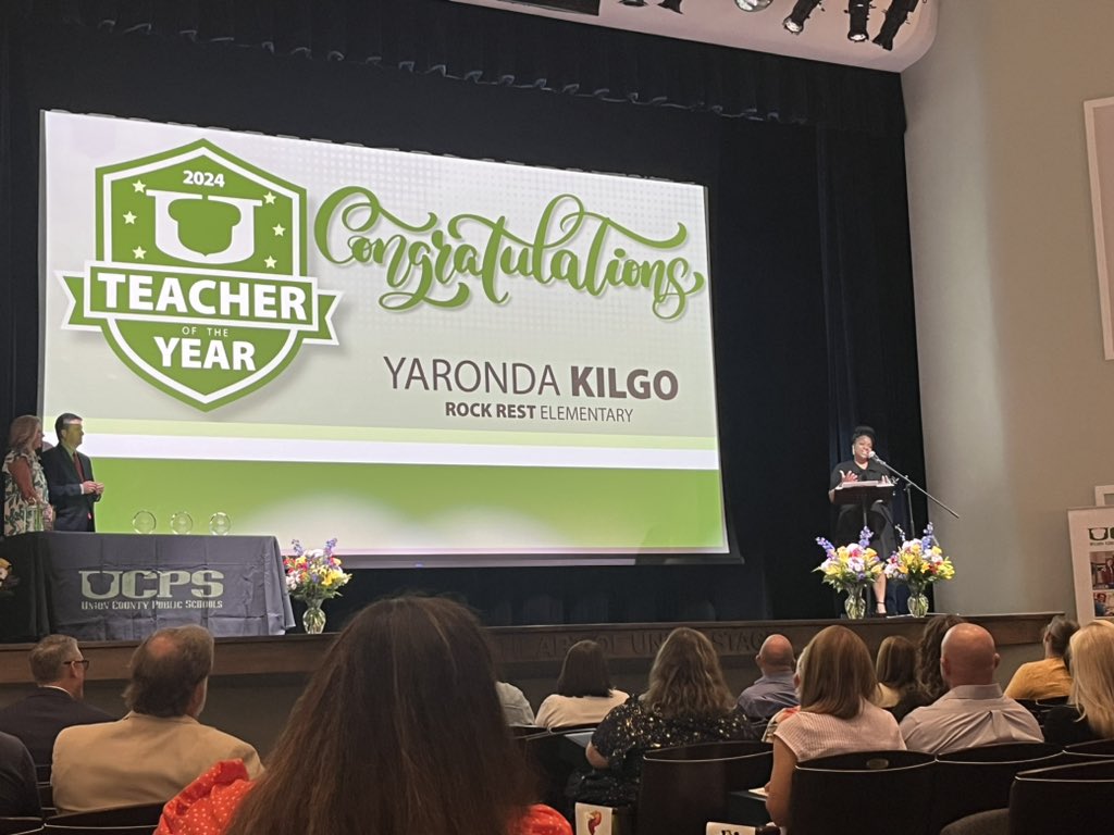 “What we do is hard. What we do is impactful” ❤️❤️ Congratulations to @RockRestESNC teacher, Ms. Kilgo for #TeamUCPS Teacher of the Year @AGHoulihan @UCPSNC