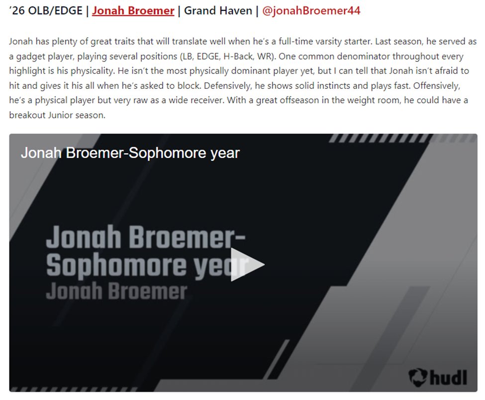 Appreciate the article! @alex_pallone Working hard this offseason to get bigger and stronger, up 40 lbs. so far since the end of the season. @GHBucsFootball @coachbieds @CoachCarsonWR @PrepRedzoneMI @MichFBFrenzy @MIexposure @TheD_Zone @KameronWiller @AllenTrieu @ScottDeCamp