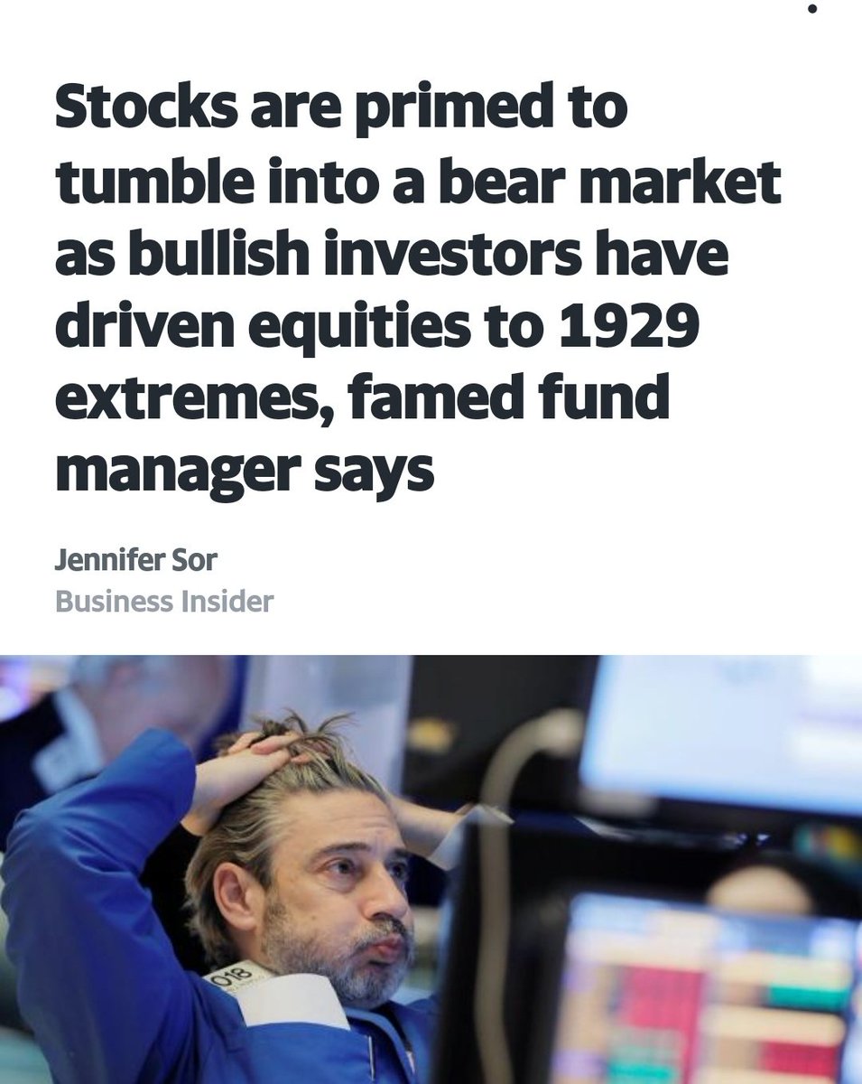 The stock market looks poised to fall from its extreme heights, legendary investor John Hussman said.
🚨🚨🚨👇👇👇🚨🚨🚨
Hussman said the stock market is mirroring the extremes leading up to the 1929 crash.

A market crash as steep as 65% wouldn't surprise him, he's said…