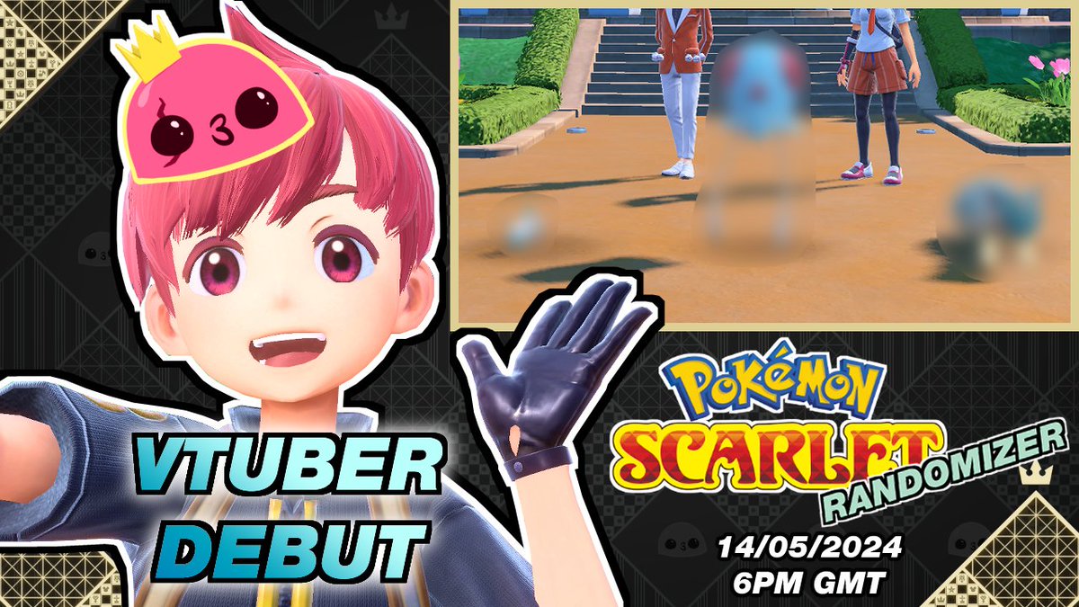👑HEAR YE! HEAR YE!!👑
My VTuber (or PNGTuber, whichever you prefer) Debut will be on the 14th at 6pm GMT! I'll be doing a Pokemon SV Randomizer in celebration! Be sure to tune in!

twitch.tv/king_scrush

#VtuberDebut #VTubers #ENVtubers #PokemonScarletViolet #twitchaffiliate