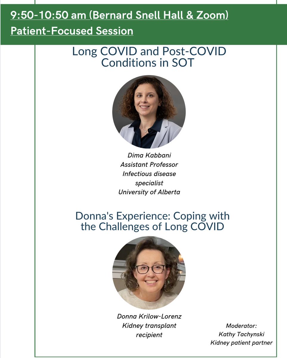 Join us on May 15th at our annual research day as we feature Dr. Dima Kabbani and Ms. Donna Krilow-Lorenz on a session about Long COVID in transplant patients. In-person: Bernard Snell Hall, U of A Hospital Remote: via Zoom Register here: cdtrp.qualtrics.com/jfe/form/SV_cu…