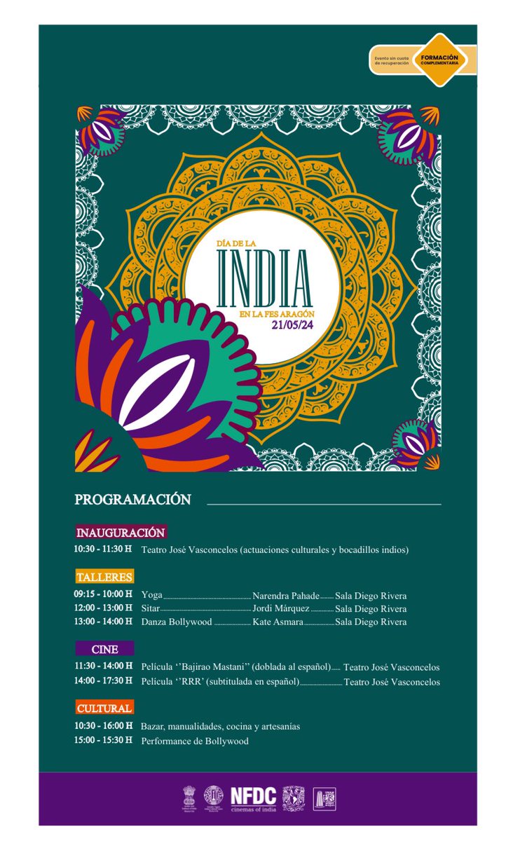India Day celebrations! Join us for the #IndiaDay celebrations at FES Aragon, UNAM campus in Mexico City jointly organized by the Embassy of India, @iccr_mexico & @FESAragonUNAM 📅 Tuesday 21 May 2024 ⏰ 9 am to 4 pm 👉🏻Indian Bazaar, Yoga, Cultural Performances, Sitar &