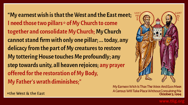 VassulaRyden's tweet image. ANY move of a soul towards unity will fill Jesus with immense joy, all heaven will celebrate! So, bring joy to Jesus by praying for unity between the Christian faiths! ww3.tlig.org/en/messages/87…
#UnityInFaith #ChristianUnity #PrayForUnity
