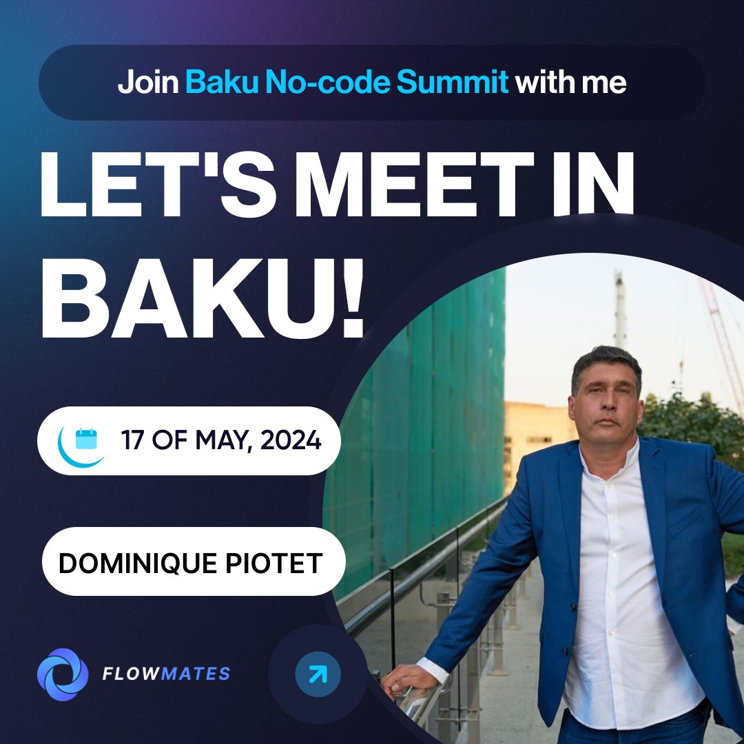 platmaa's tweet photo. The lineup of speakers for the No-Code Summit in Baku is expanding with Dominique PIOTET - Managing Partner &amp; Co-Founder of Ukraine Phoenix Tech Fund | Tech.

Don’t miss the opportunity to hear his thoughts at the FlowMates conference on 17.05.24: https://t.co/BKYiUvWApf https://t.co/hJPIamWjyJ