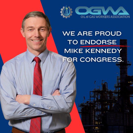 I'm honored to have earned the endorsement of the @ogwausa as we strive for American Energy Independence and Dominance. Together, we will reduce reliance on foreign oil, expand domestic energy production, and secure a prosperous future for Utah and our nation. #KennedyForUtah…