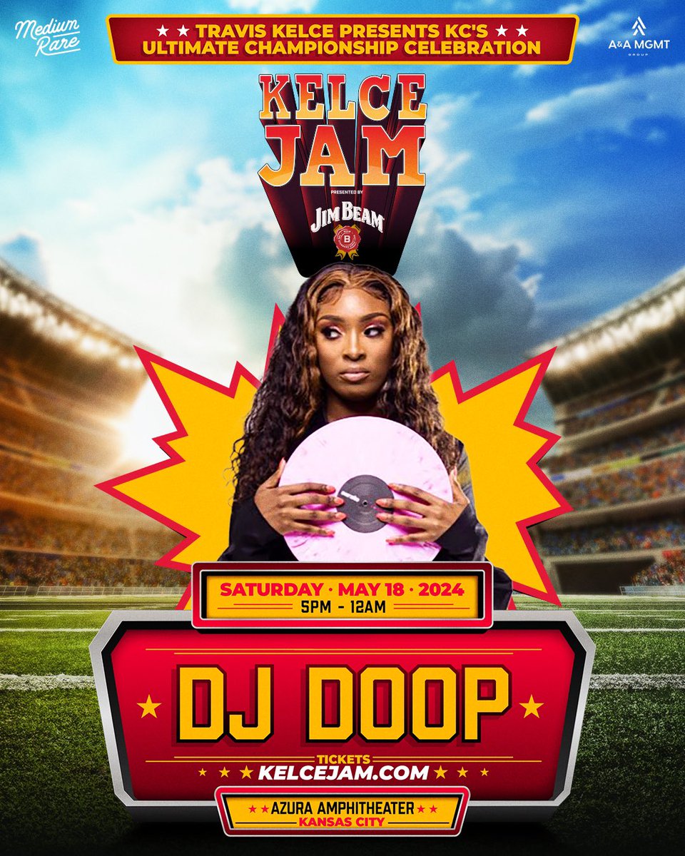 Pumped to announce I’ll be performing at @TKelce's personal music festival - @KelceJam - in Kansas City on Saturday, May 18th! Tickets are 95% SOLD OUT - get yours now at KelceJam.com. 🏆🏈 #DJDoop #ThaDoopster #DoinThaDoop #KelceJam