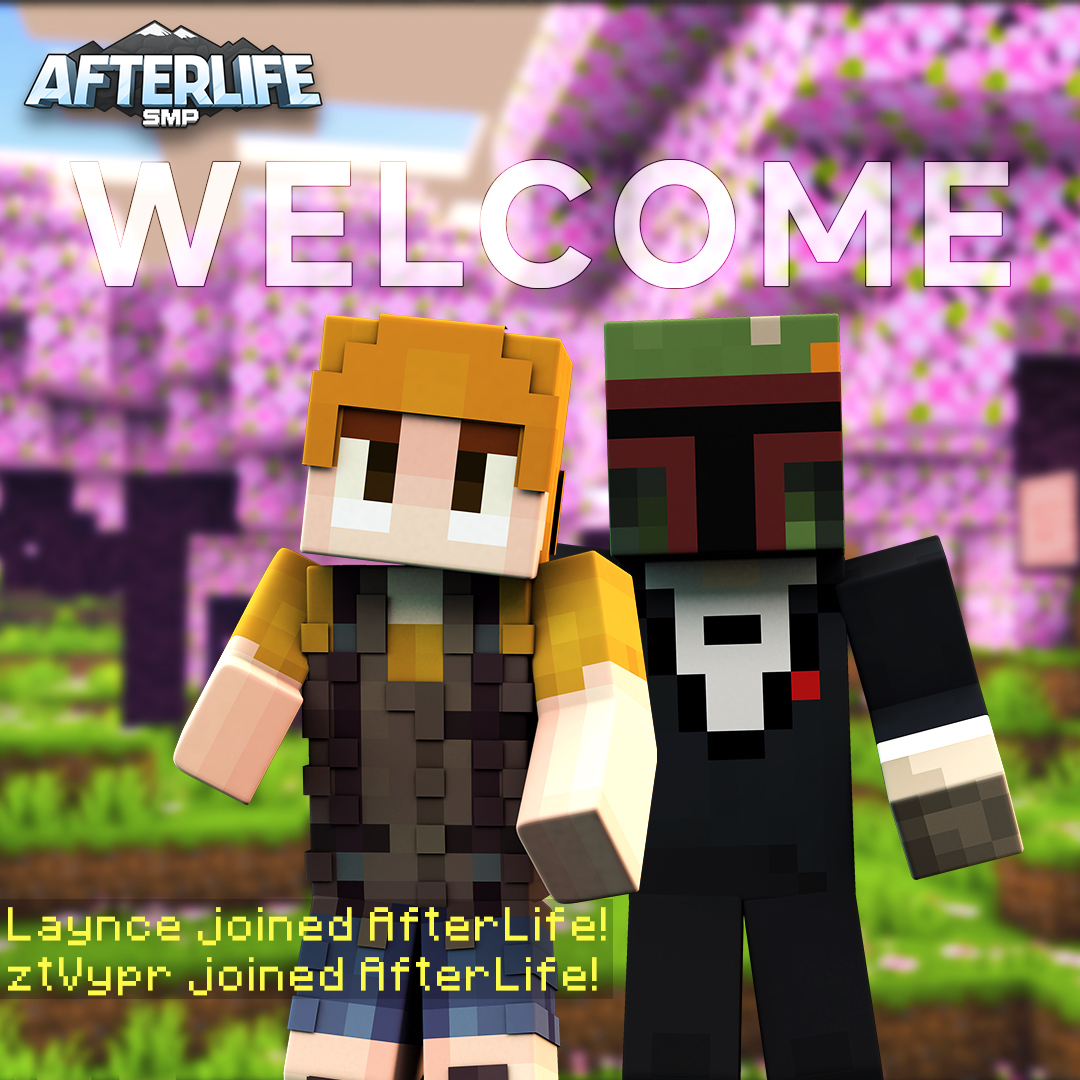 AfterLifeSMP's tweet image. We are excited to give a warm welcome to @layncemc and ztVypr who will be joining us on Season 5 of #Minecraft #AfterLifeSMP! 🥳
Please help us in giving the 2 for 1 special here a warm welcome to the group!
🤠 Laynce: laynce.afterlifesmp.com
🕵️♂️ ztVypr: ztvypr.afterlifesmp.com