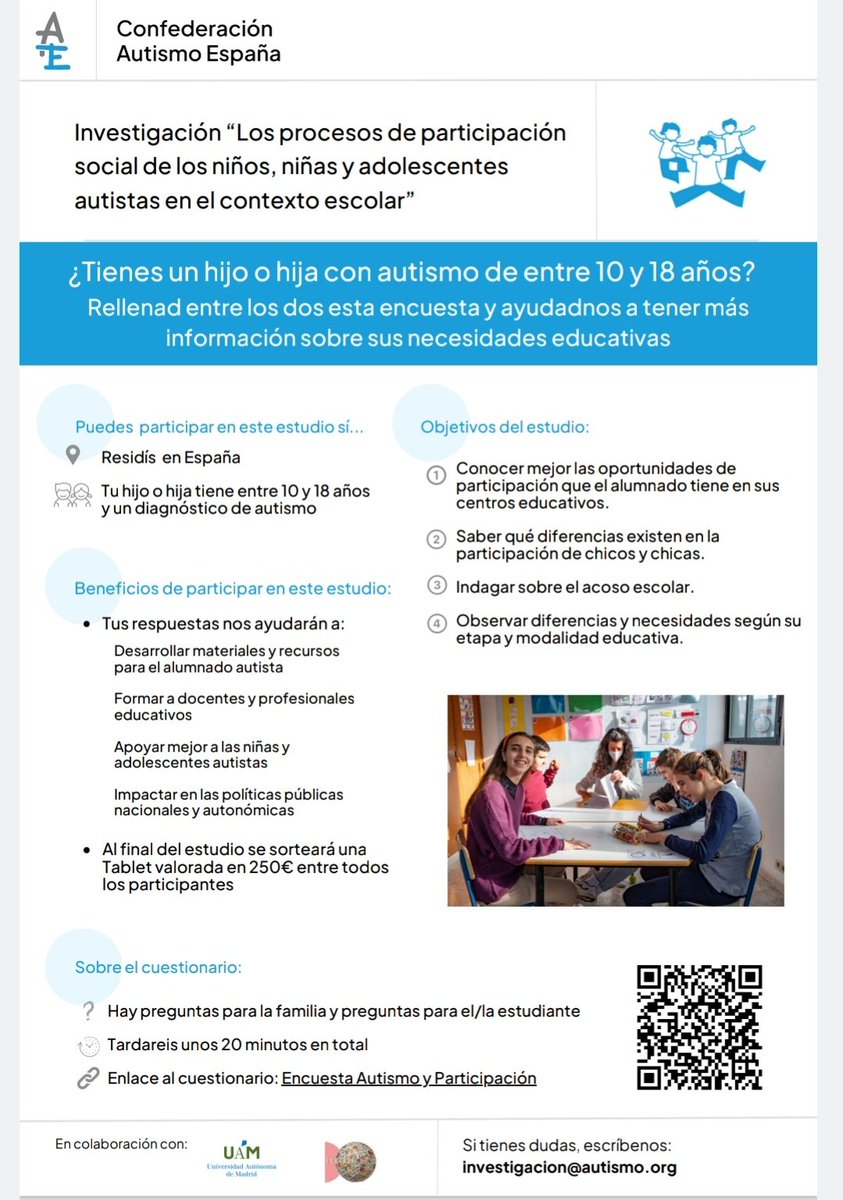 VanessaCsRoque's tweet photo. Cuestionario listo para su estudio @Autismo_Espana 
Ojalá sirva para mucho https://t.co/YWOPxV4G2F