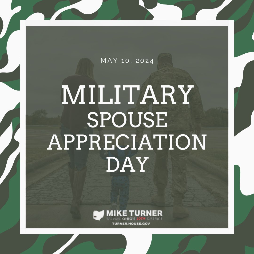 On this Military Spouse Appreciation Day, please join me in recognizing the partners of our men and women in uniform. Thank you for the tremendous sacrifices you make and the incredible support you provide to your loved ones as they serve on behalf of the United States.