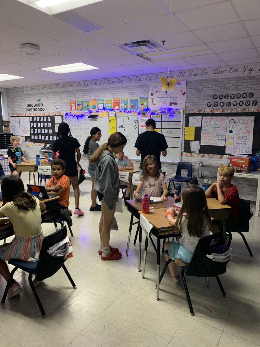 Blakeleyteach's tweet photo. Monsters collaboration with @EthridgeES 😈 Human Services students create &amp; hand sew monsters from the imaginations &amp; descriptions of 3rd grade students. We walk the mile to Ethridge to get some good exercise &amp; many students get to see their former teachers. Love this project! https://t.co/PfI2R8Hpsy