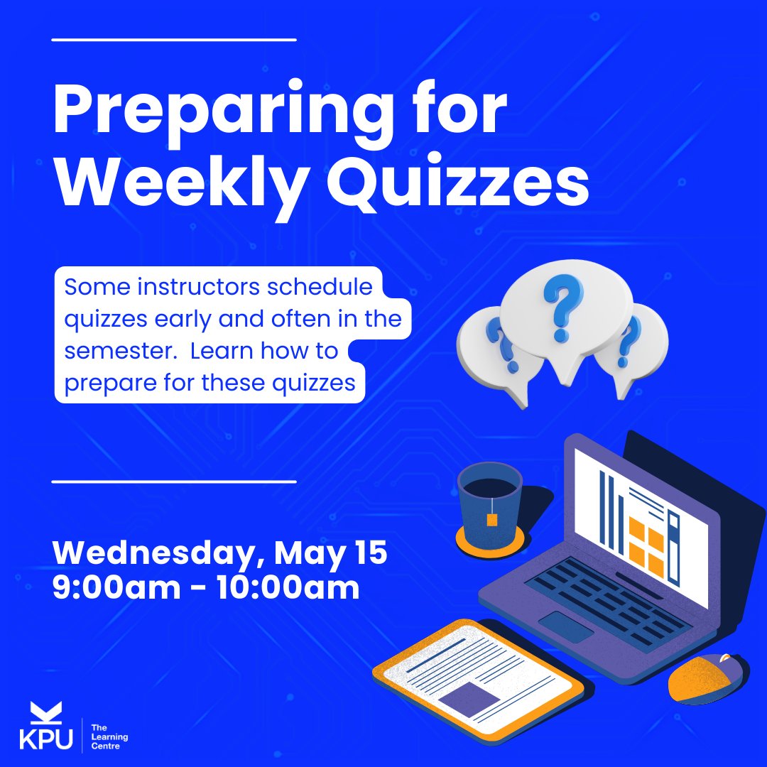 Get ready for the new semester with us. Some instructors like to schedule quizzes early on in the semester. Learn how to prepare for these quizzes! 🥸

Register now: kpu.ca/learningcentre…