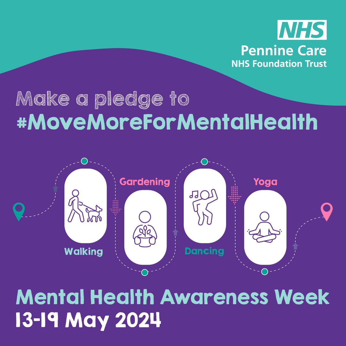 This year the #MentalHealthAwarenessWeek theme is moving more. Make a pledge or set a challenge for every day this week - a daily step count, press ups, boxing, kick ups, stretches. Make small, positive changes and #MoveMoreForMentalHealth - what are you planning? #MHAW2024