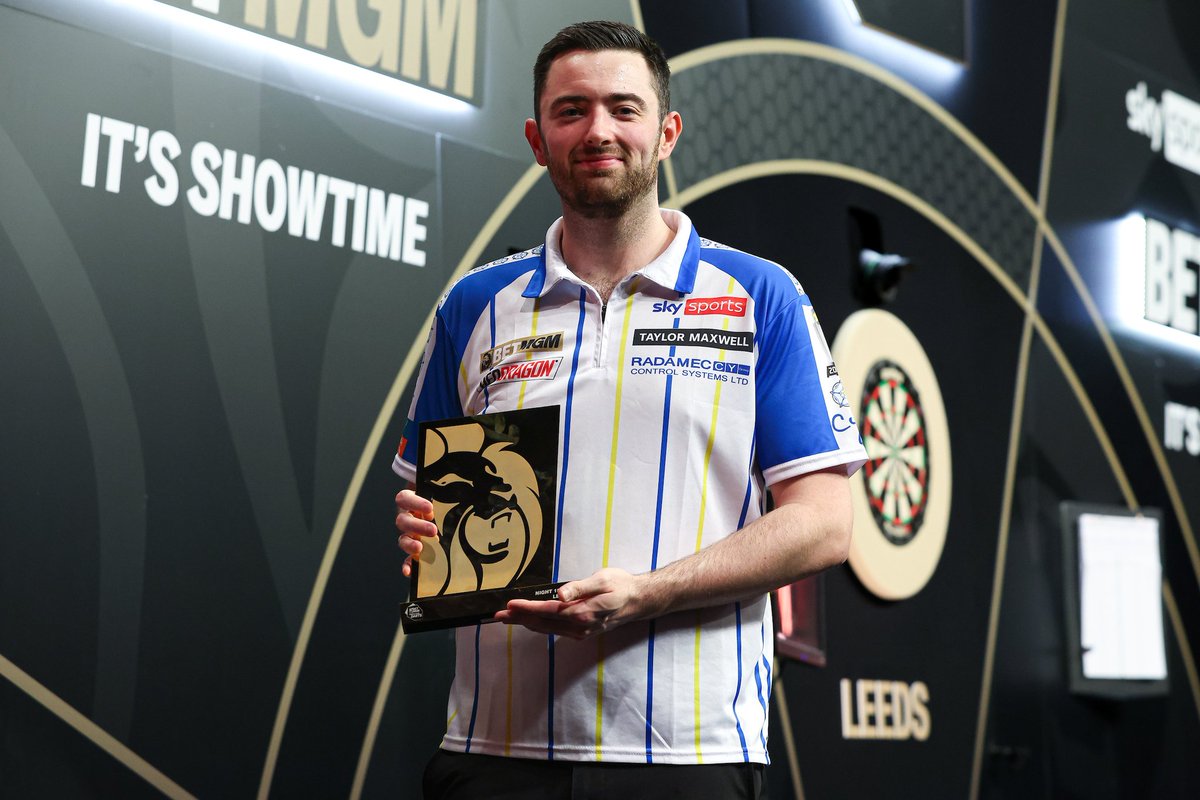 Absolutely over the moon to win in Leeds 🏆 An amazing feeling. The crowd were unreal, and the walk-on and shirt went down well too 😍 Until next time, all Luke aren't we! 💙💛🤍 @ModusDarts180 @reddragondarts @cygroup2 @TaylorMaxwellCo Radamec