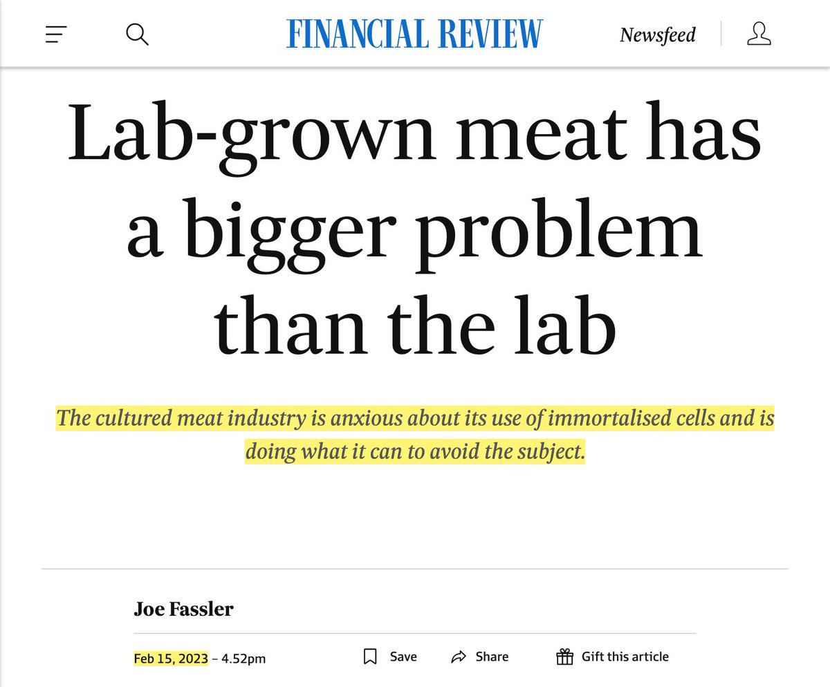 Any cell biologist will tell you human/animal cells become immortal via mutation to bypass senescence and evade the immune system, which generally tries to kill off mutant cells.

Cultivated meat companies plan to sell solid tumor cells for you to eat. Bon appetit!