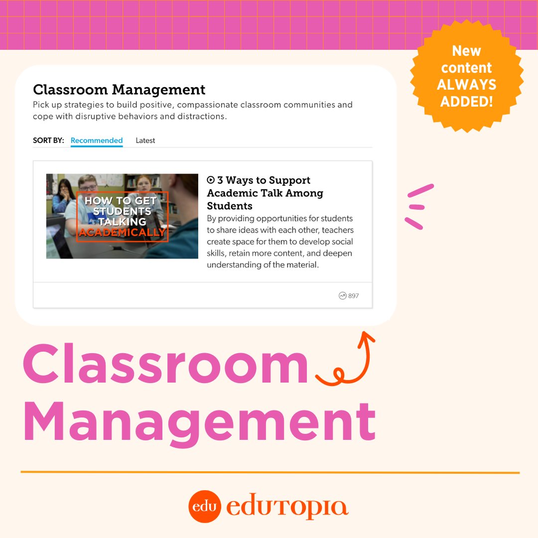 You’re building a compassionate classroom. 🛠️ 
Teachers are sharing #ClassroomManagement tactics that work. 🙌
And we’ve collected them all here: edut.to/3xCG1kv