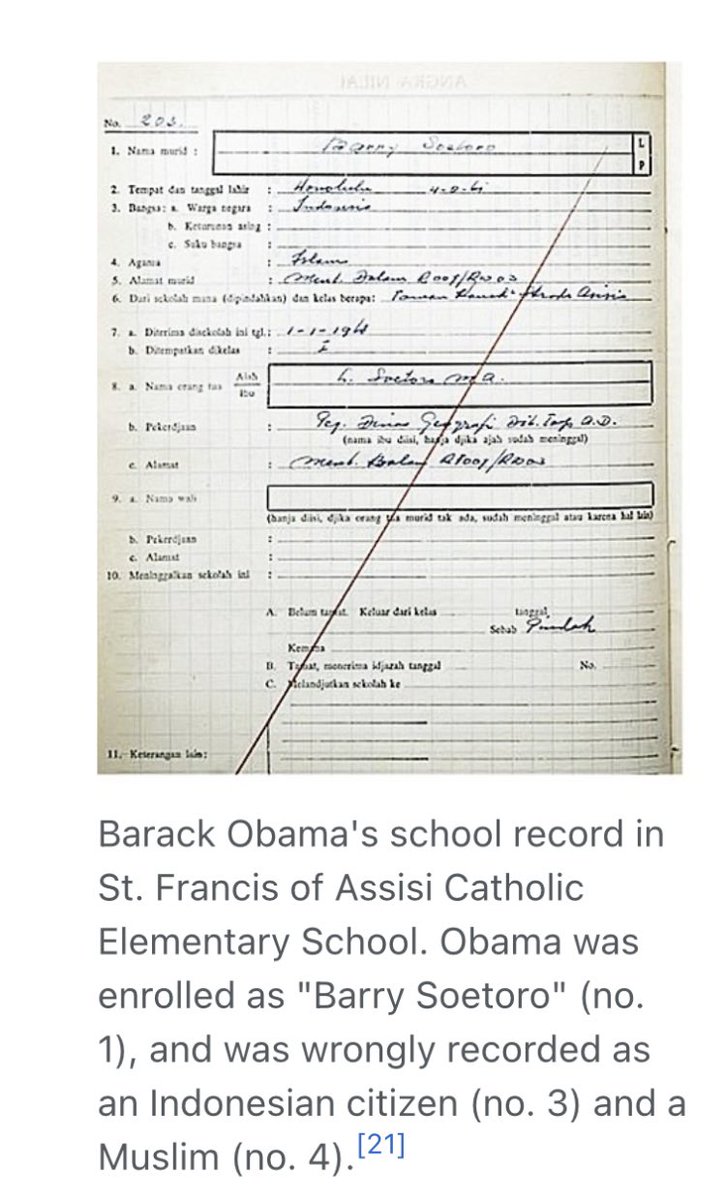 @GuntherEagleman Barack Obama went to elementary school in Indonesia and was listed as Barry Soertoro a Muslim. Does that sound normal for a US president???