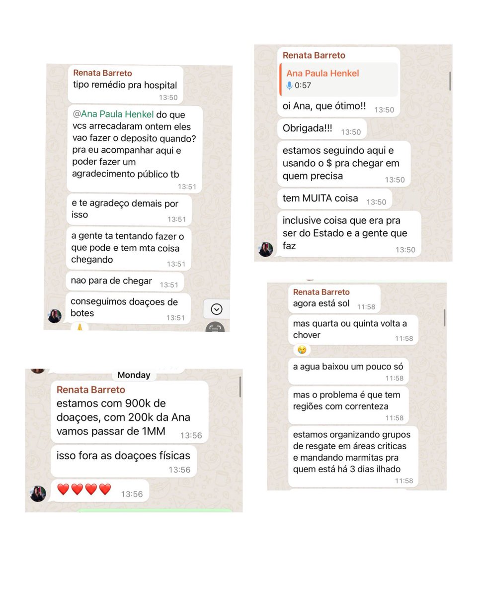 AnaPaulaVolei's tweet image. Um dia, eu espero poder contar para vocês o que essa mulher está fazendo pelo RS. Os pedidos de ajuda e logística que ela posta em suas redes para gerar conectividade não são um milésimo do que ela está fazendo e não mostra - pq ela está ocupada em ajudar. 

Ela não sabe dessa…