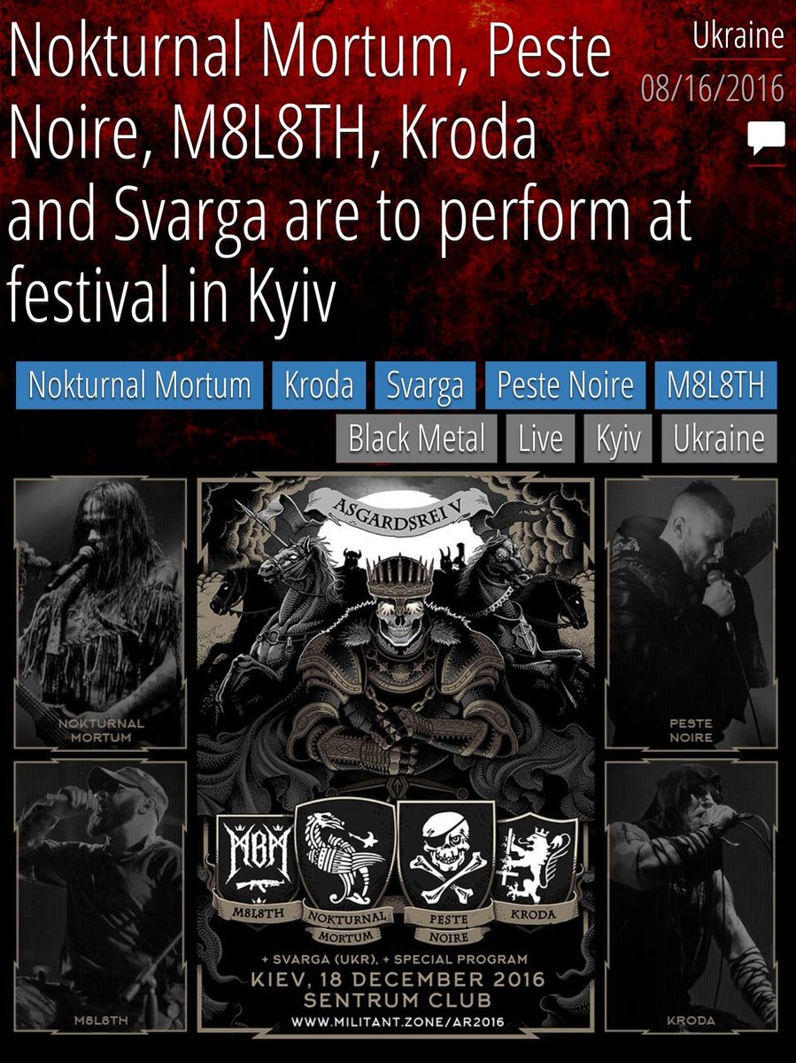 kasvismafioso's tweet photo. 13/x
#Kroda has expressed Holocaust denial in their lyrics, played at the #Asgardsrei festival and was signed to Russian neo-Nazi label Stellar Winter Records.
Founding member Eisenslav also played in the NSBM band #Temnozor.
Read more:
https://t.co/lhVpDFnrej https://t.co/6fwj74kI5s