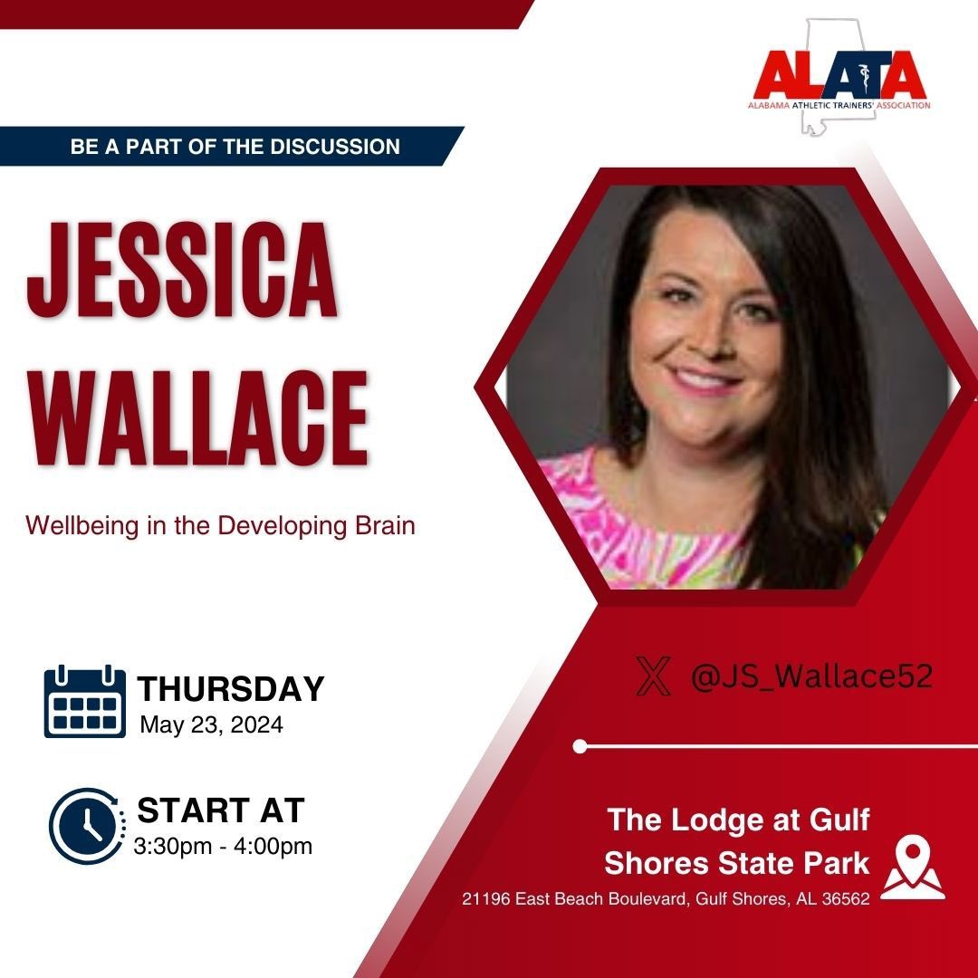 Alabama Athletic Trainers’ Association (@alata_inc) on Twitter photo Dr. Jessica Wallace will be presenting on the “Wellbeing in the Developing Brain”.
<a href="/JS_Wallace52/">Jessica Wallace</a> <a href="/UAATProgram/">University of Alabama Athletic Training Program</a> Dr. Jessica Wallace will be presenting on the “Wellbeing in the Developing Brain”.
<a href="/JS_Wallace52/">Jessica Wallace</a> <a href="/UAATProgram/">University of Alabama Athletic Training Program</a>