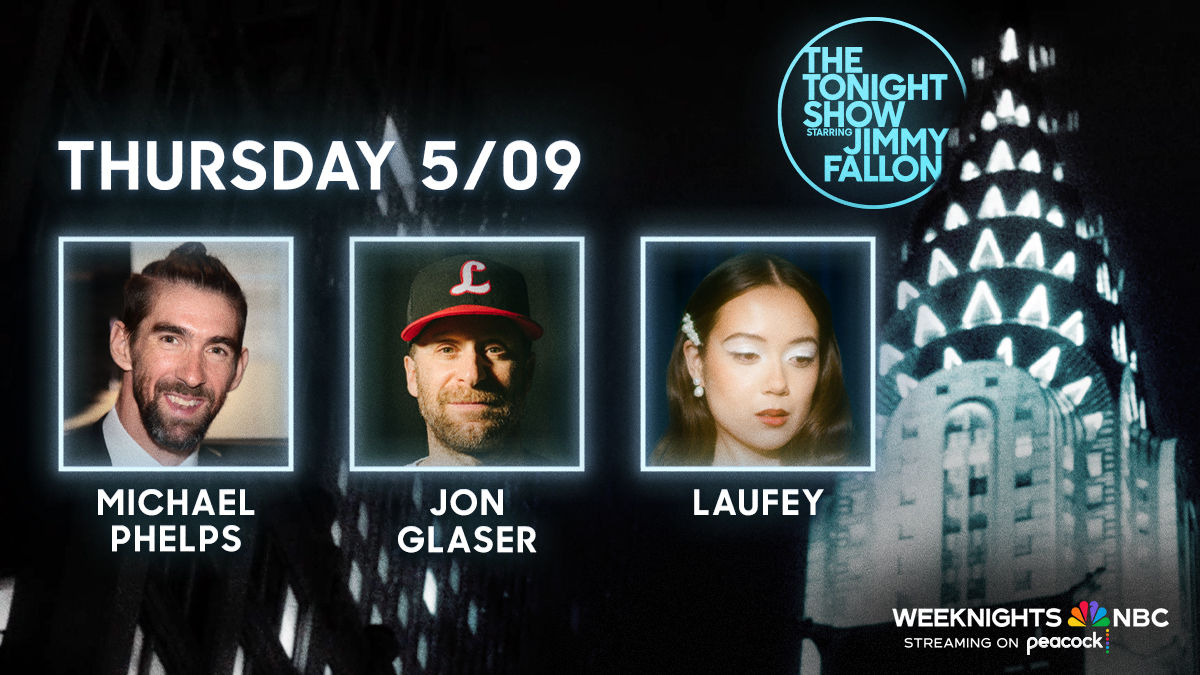 Tune in TONIGHT for a great show! 🏅 @MichaelPhelps 🤣 Jon Glaser 🎵 Performance from @laufey #FallonTonight