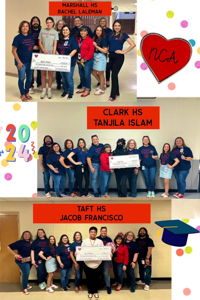 ♥️Northside Counselors Association♥️ (@ncanorthside) on Twitter photo ♥️🎉Today Northside Counselors Association awarded scholarships to 5 very deserving seniors! Congratulations to these outstanding students <a href="/NISD/">Northside ISD</a>! 🎉♥️ <a href="/NISDCounseling/">NISD Counseling</a> <a href="/NISDMarshall/">NISDMarshall</a> <a href="/NISDTaft/">Taft HS</a> <a href="/NISDClark/">Tom C. Clark HS</a> <a href="/NISDOConnorHS/">O'Connor High School</a> #Classof2024 ♥️🎉Today Northside Counselors Association awarded scholarships to 5 very deserving seniors! Congratulations to these outstanding students <a href="/NISD/">Northside ISD</a>! 🎉♥️ <a href="/NISDCounseling/">NISD Counseling</a> <a href="/NISDMarshall/">NISDMarshall</a> <a href="/NISDTaft/">Taft HS</a> <a href="/NISDClark/">Tom C. Clark HS</a> <a href="/NISDOConnorHS/">O'Connor High School</a> #Classof2024