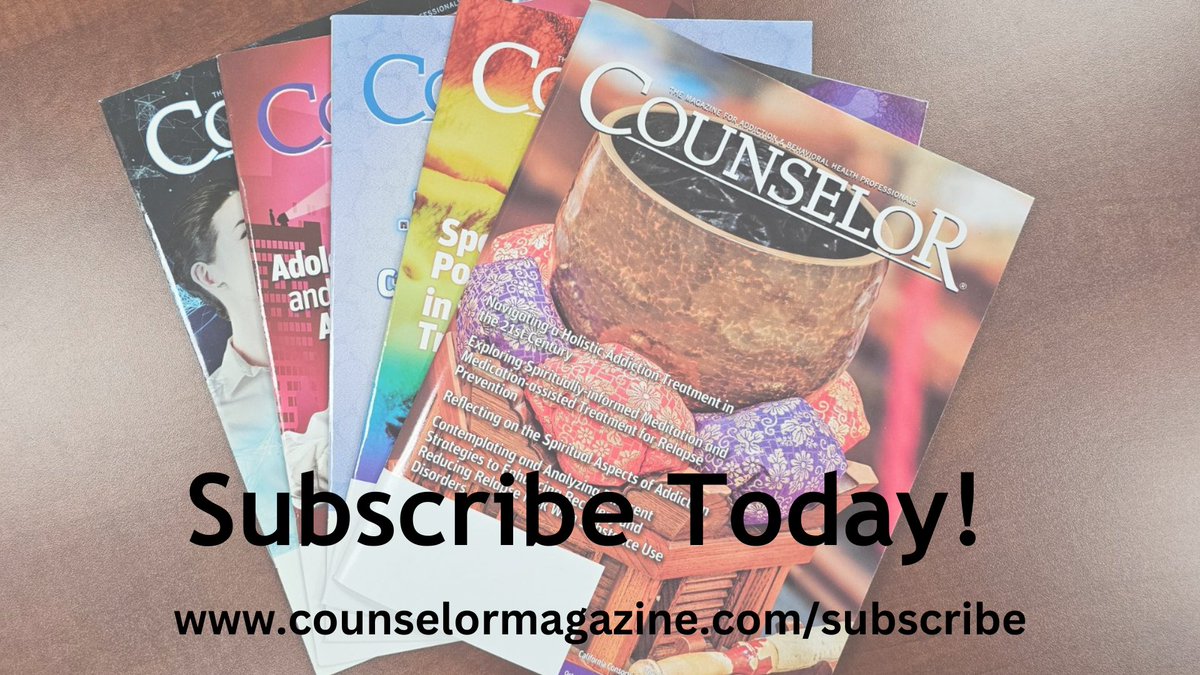 Counselor Magazine's reputation as the gold standard in the addiction field has been earned by its editorial excellence. In-depth feature articles, how-to advice, news, and columns have a positive impact on clinicians’ lives. Subscribe for $24.95/year. counselormagazine.com/subscribe