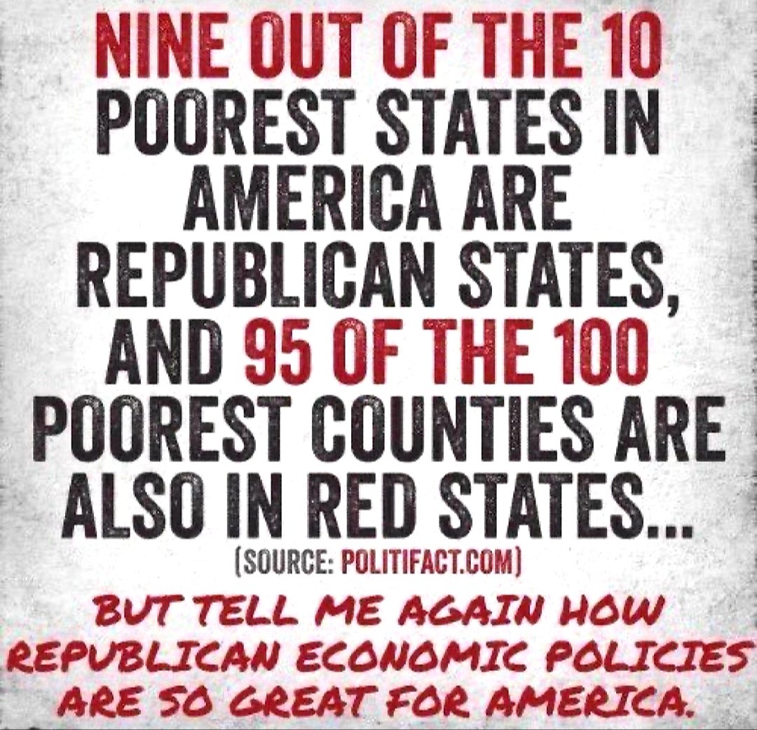 #wtpBLUE #DemVoice1 #ProudBlue The poorest states in America are overwhelmingly Republican run states. If Republicans are so good at governing, why are the poorest states in the country mostly Republican controlled states?
