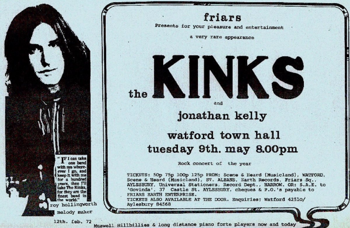 OTD 💥 May 9, 1972 Town Hall, Watford, ENG #TheKinks