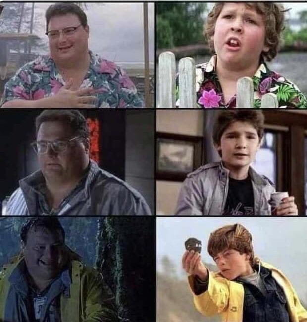I just found out that Wayne Knight cosplayed Goonies characters in Jurassic Park