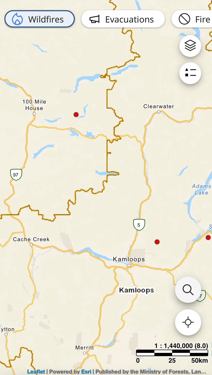 NEW: 2 new wildfires 1 near #SunPeaks and one near #100MileHouse #BritishColumbia #Heatwave #Wildfire