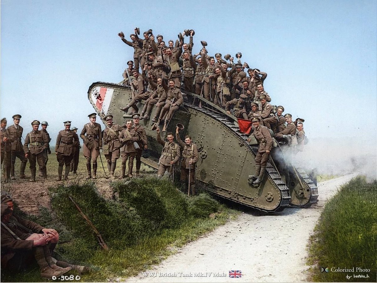 Canadian soldiers pose with a Mark IV tank at the conclusion of the Amiens campaign, August 1918. 

#Amiens1918 #WWIHistory #CanadianSoldiers #MarkIVTank #MilitaryCampaign #WarHistory #VictoryPose