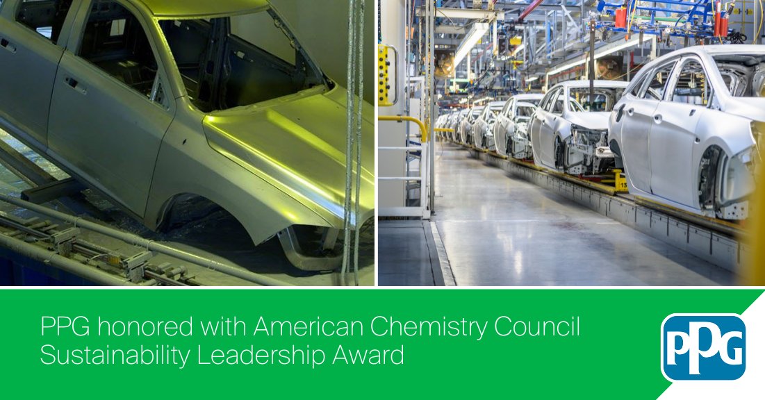 We have been honored with a 2024 Sustainability Leadership Award by @AmChemistry for our automotive original equipment manufacturing (OEM) electrocoat, PPG ENVIROPRIME® EPIC 300, which lowers energy use and emissions. Learn more: bit.ly/3JTYuvL #Sustainability