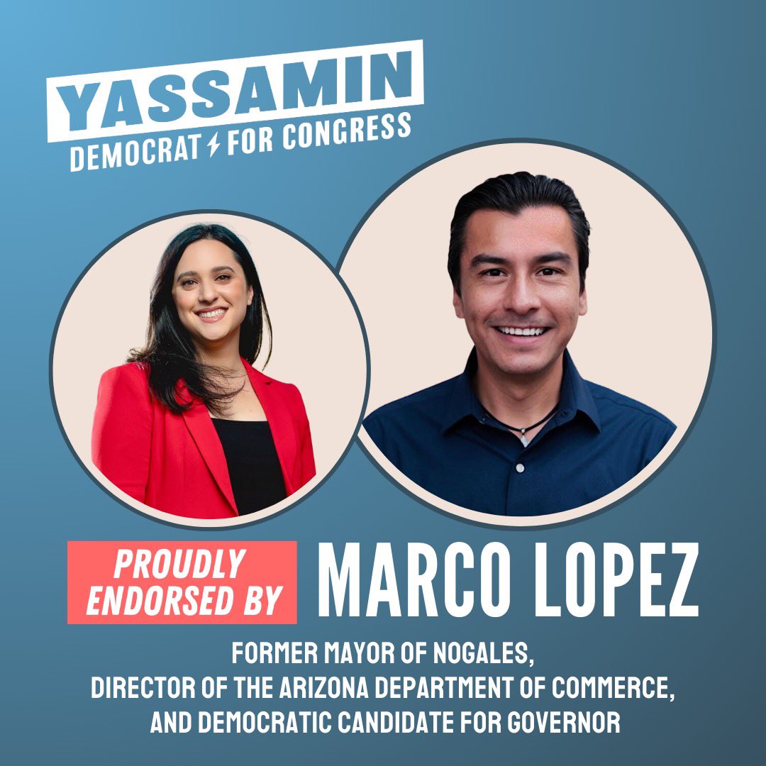 (1/2) I'm proud to earn the support of Marco Lopez in our race for Congress in #AZ03!