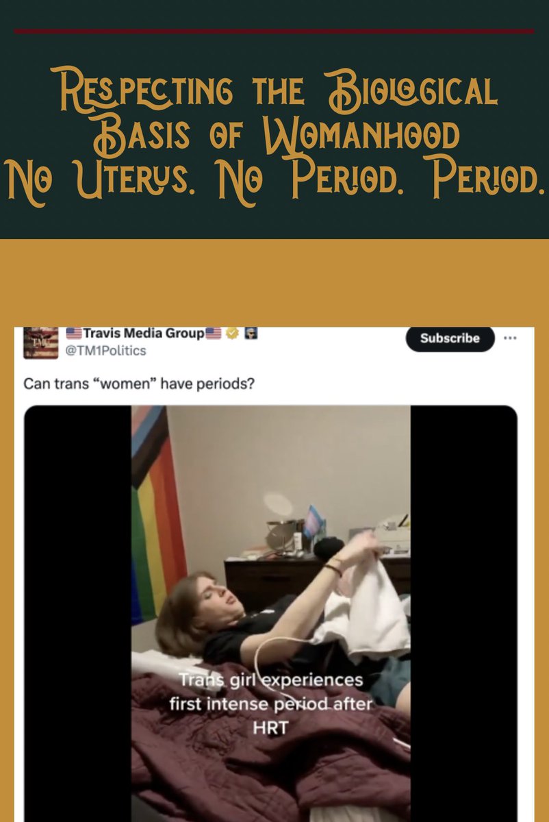 Respecting biology is fundamental. No uterus, no period. Period.

Read more about how this trend is appropriation. Something the left typically HATES.

Article Here 👉 freedomandwhiskeyus.com/respecting-the…

#WomensRightsAreHumanRights