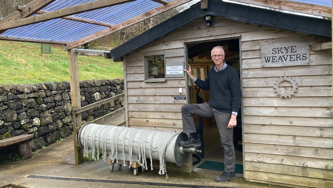 SkyeWeavers's tweet photo. Ever wondered what 200 metres of Skye Wool looks like on a warp beam? Now you know! Using this to weave lots more lovely diamond pattern throws. Coming soon ... #skyeweavers #poweredbypedal #isleofskye https://t.co/tTYRykZN6X