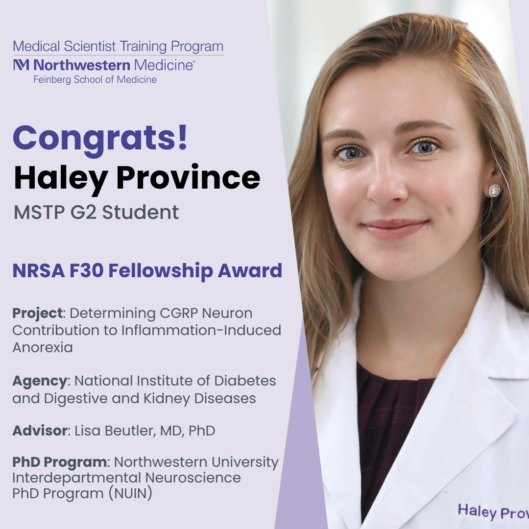 Congratulations to MSTP G2 student Haley Province on her recent NRSA F30 award! Thanks @lbeutler7 for the mentorship and support!