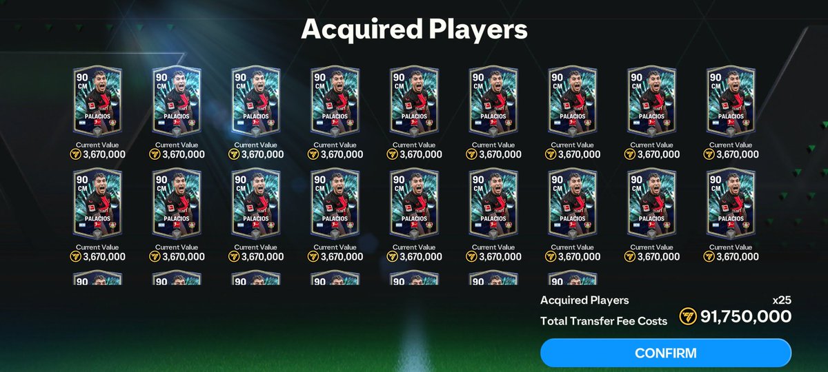 Despite my many commitments, I managed to follow @azaylfcmobile advice. I currently have purchased 150 TOTS Players between 3.3M and 3.7M (should go to 5M). Have you made any investments with TOTS Bundesliga Players? #FCMobile #TOTS