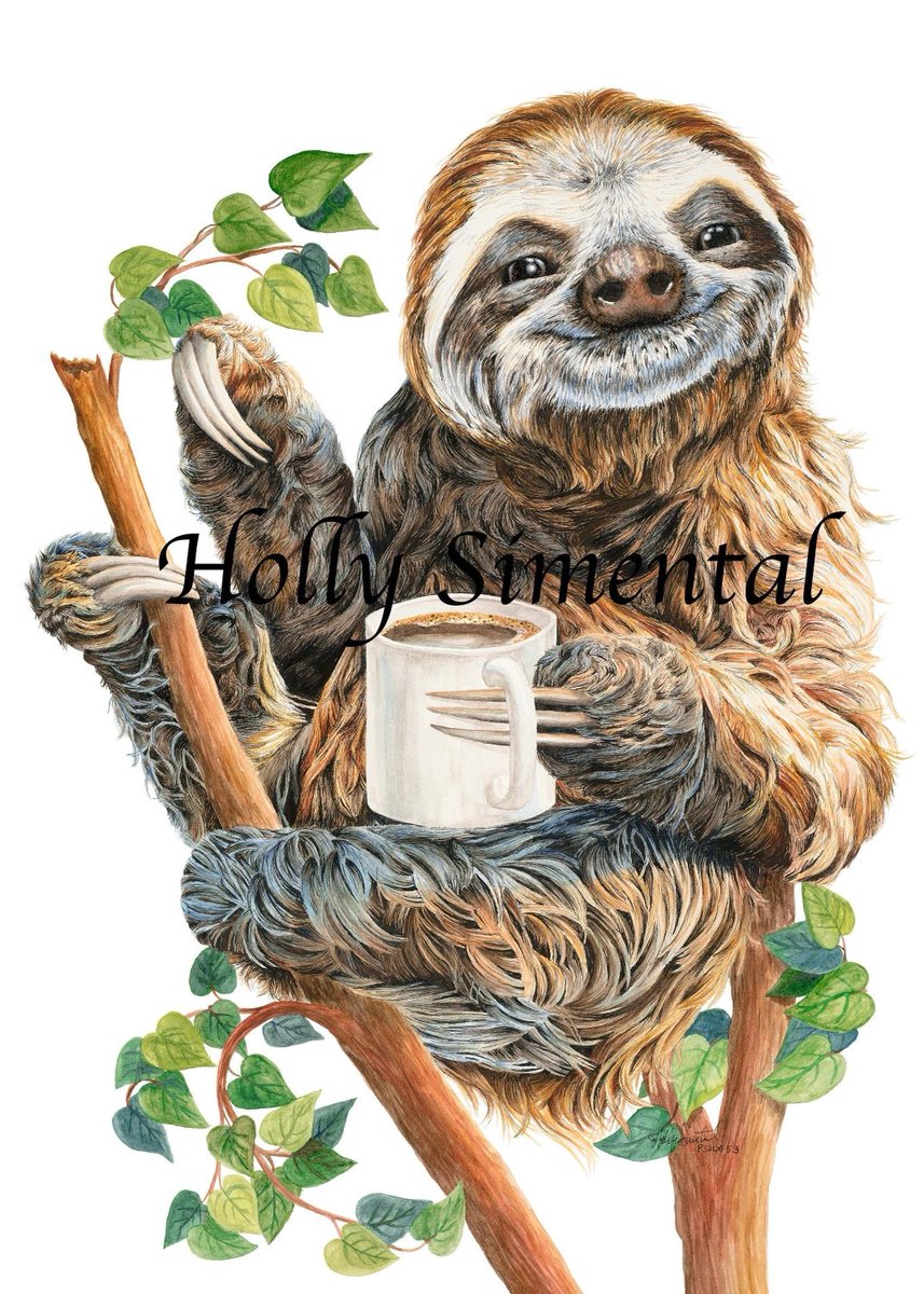 mamakikis.etsy.com/listing/169797… Top of the Morning signed print by #HollySimental #sloth #slothart #coffee #coffeelover #coffeeshop #animal #animalart #animalartist #whimsical #whimsicalart #gift #giftideas #gifts #art #artwork #artist #painting