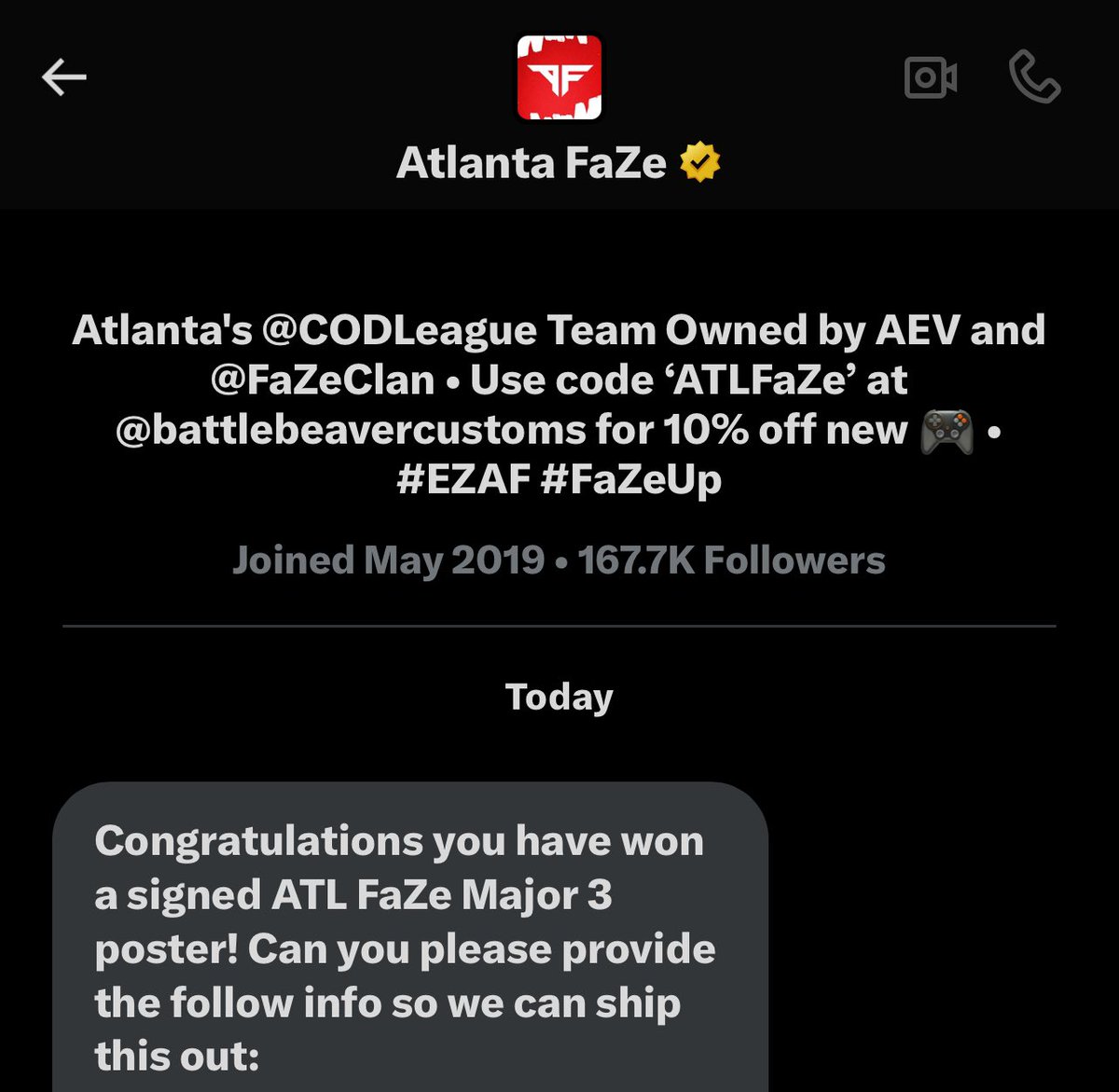 fucking W 

thank you @ATLFaZe #FaZeUp