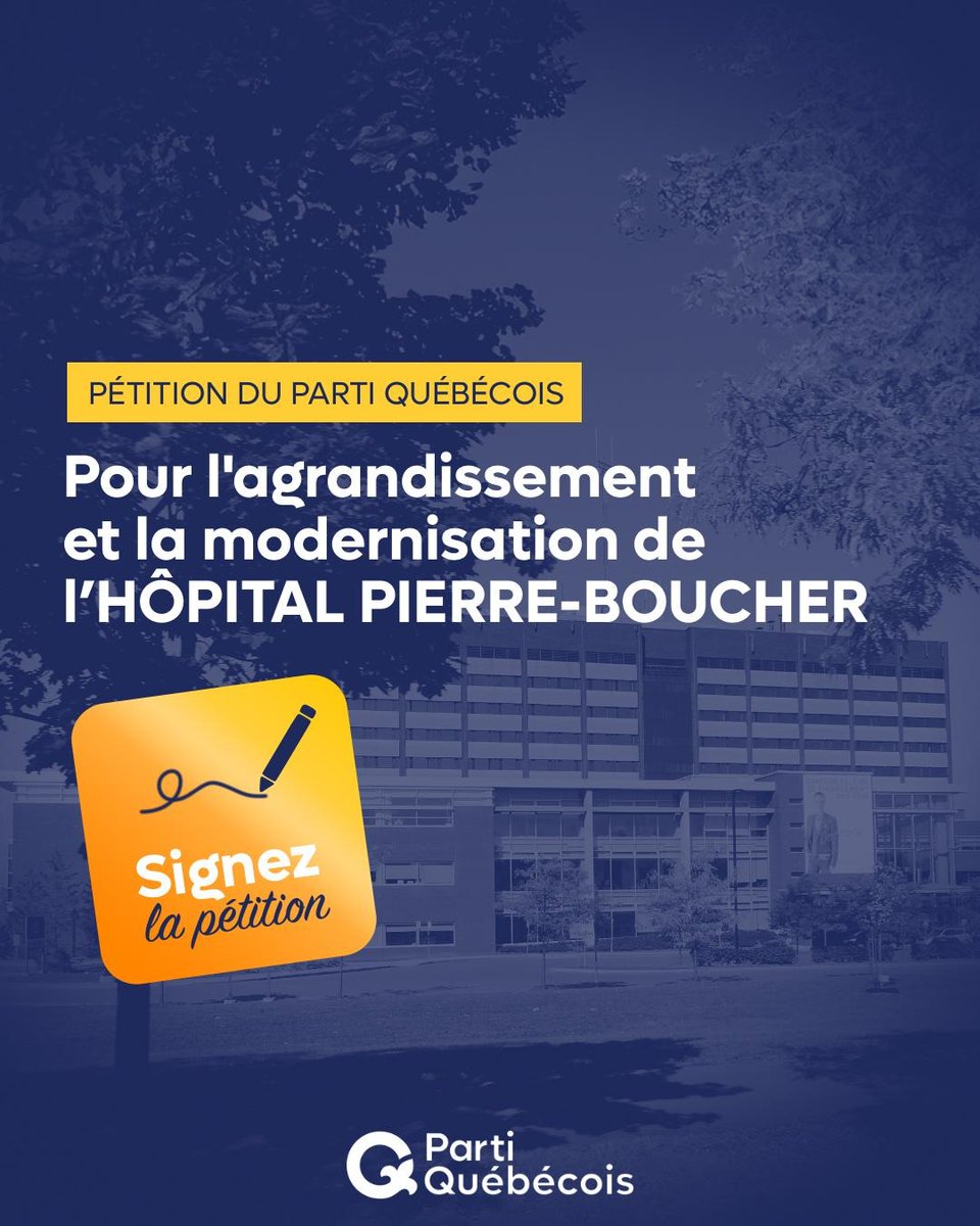 ✍️ Signez pour maintenir la qualité des soins de la Montérégie! Le Parti Québécois et la fondation de l’hôpital Pierre-Boucher ont déposé une pétition à l’Assemblée nationale aujourd’hui. Ils réclament au gouvernement d’approuver la deuxième phase projet d'agrandissement et de…