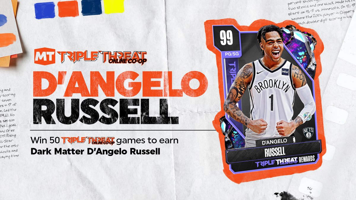 Tomorrow the last Dark Matter reward card for Season 6 is added with D'Angelo Russell 🌌 Learn how to get it and how to earn more 99 Overall Reward Players in this week's MyTEAM Playbook update 👇 nba.2k.com/2k24/myteam/se…